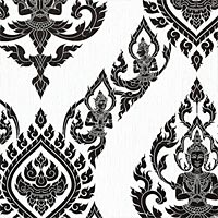 ลายเทพพนมสีดำ พื้นขาว