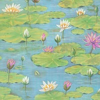 วอลเปเปอร์ลายไทย ลายสระบัว สีชมพู LT-991